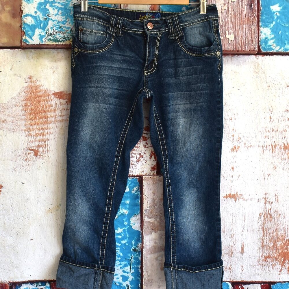 Women's Angels Jeans Denim Bootcut 22" Inseam SIZE 9 Dark Wash